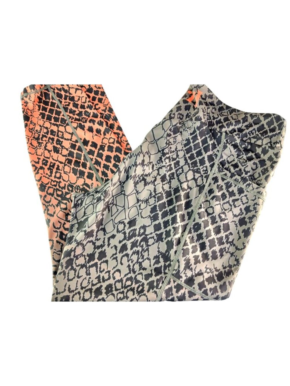 Grrrl Animal Print High Waisted Leggings Size Sam Side Pockets Gradient Orange